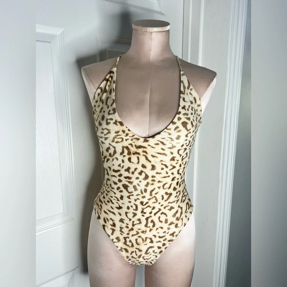 NWT Mikoh Thalia Roam Leopard Print One Piece Swim Swimsuit Sz M - Picture 2 of 11